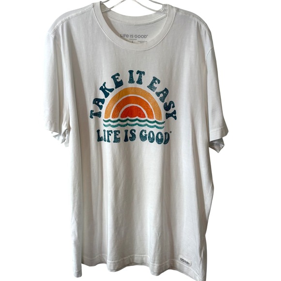 Life Is Good Other - Life is Good Men's White Take It Easy Sunset Crusher Tee in Size L